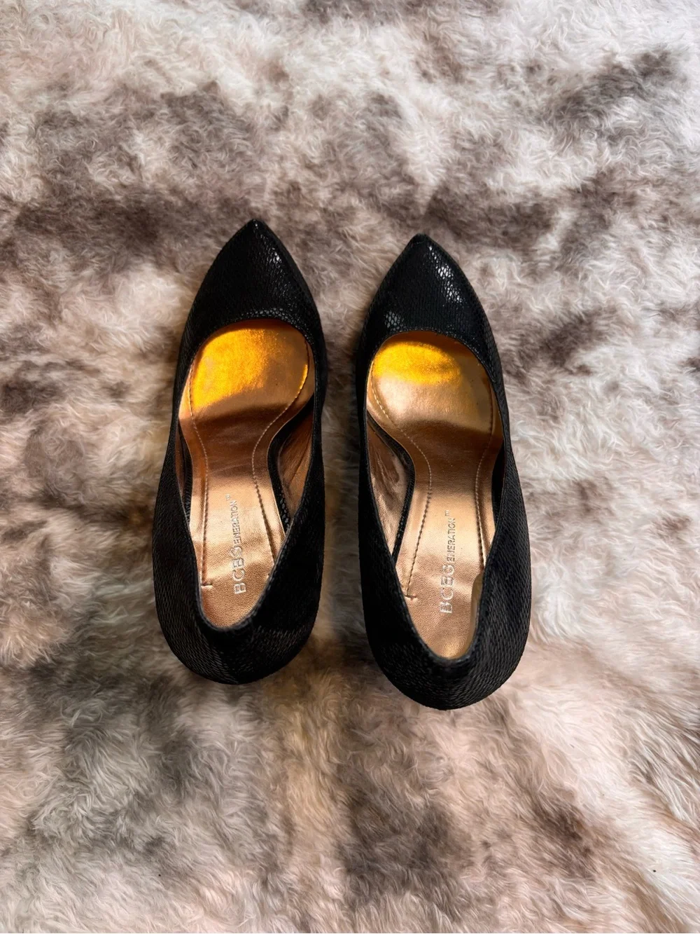BCBGeneration Black Textured Pointed-Toe Stiletto Pumps